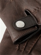 Brunello Cucinelli - Fleece-Lined Leather Gloves - Brown