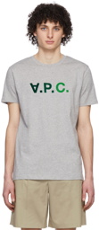 A.P.C. Grey & Green 'V.P.C.' T-Shirt