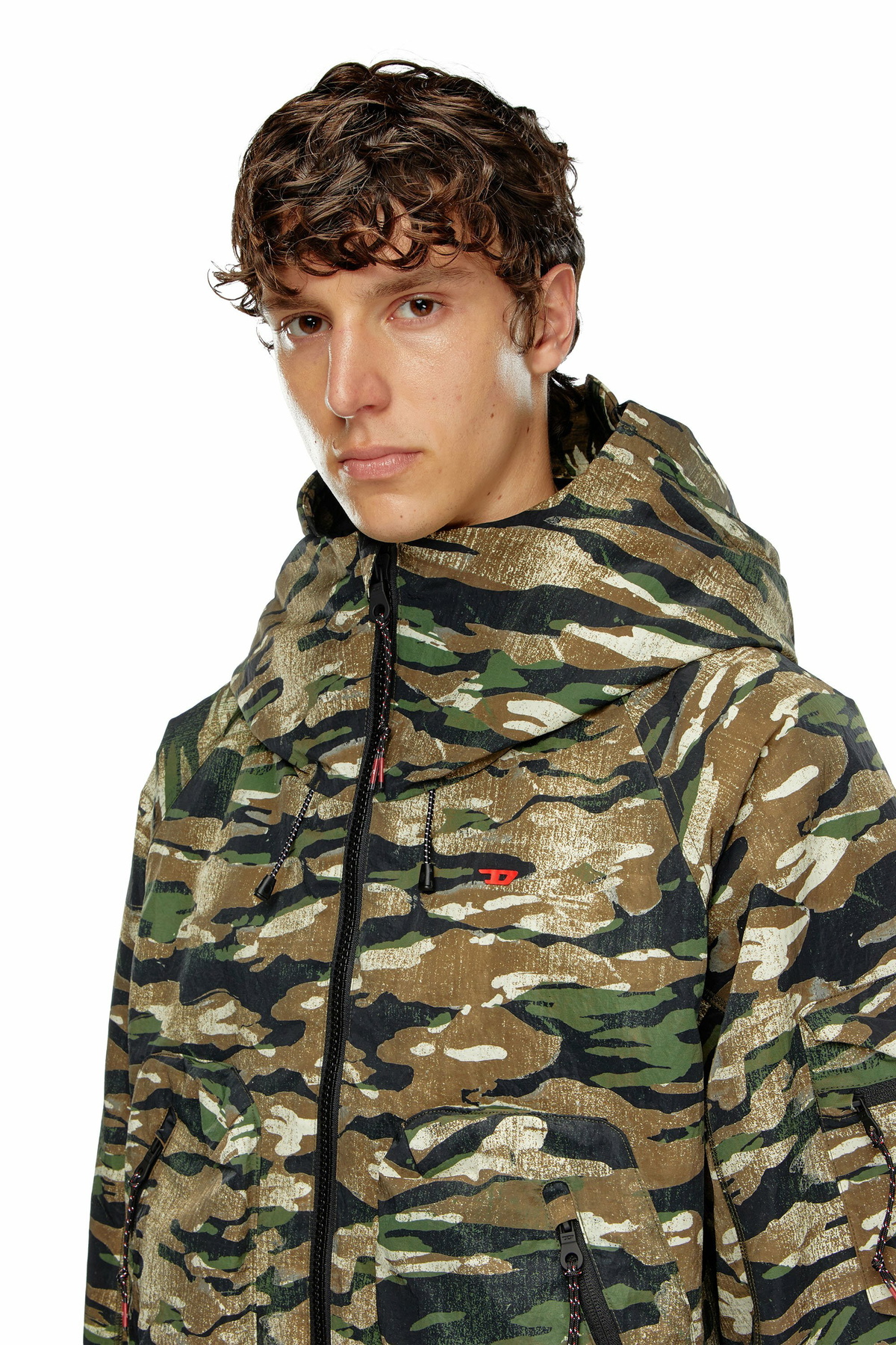 Diesel Camouflage hooded jacket - Jackets Mens in Multicolor Diesel