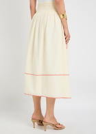 Never Fully Dressed Pollenca Embroidered Cotton Midi Skirt White