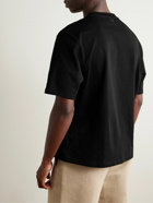 AMI PARIS - Logo-Embroidered Organic Cotton-Jersey T-Shirt - Black
