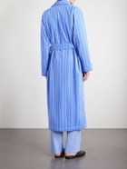 TEKLA - Belted Striped Organic Cotton-Terry Robe - Blue