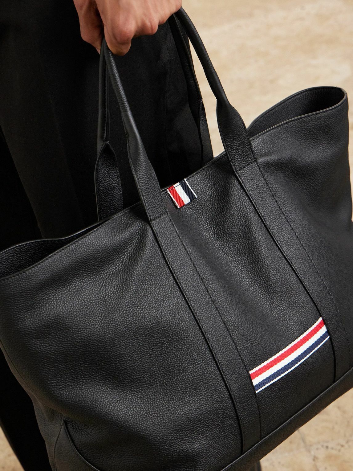 Thom Browne - Tool Medium Webbing-Trimmed Full-Grain Leather Tote
