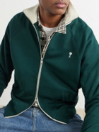 AMI PARIS - Logo-Embroidered Cotton-Jersey Zip-Up Sweatshirt - Green