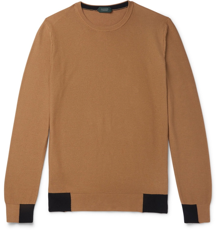 Photo: Incotex - Contrast-Tipped Cotton Sweater - Neutrals