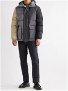 AIMÉ LEON DORE - Woolrich Quilted Colour-Block Ripstop, Shell and Faille Hooded Down Jacket - Gray