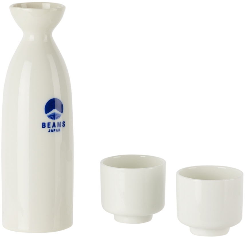 BEAMS JAPAN White Sake Bottle & Cup Gift Set BEAMS JAPAN