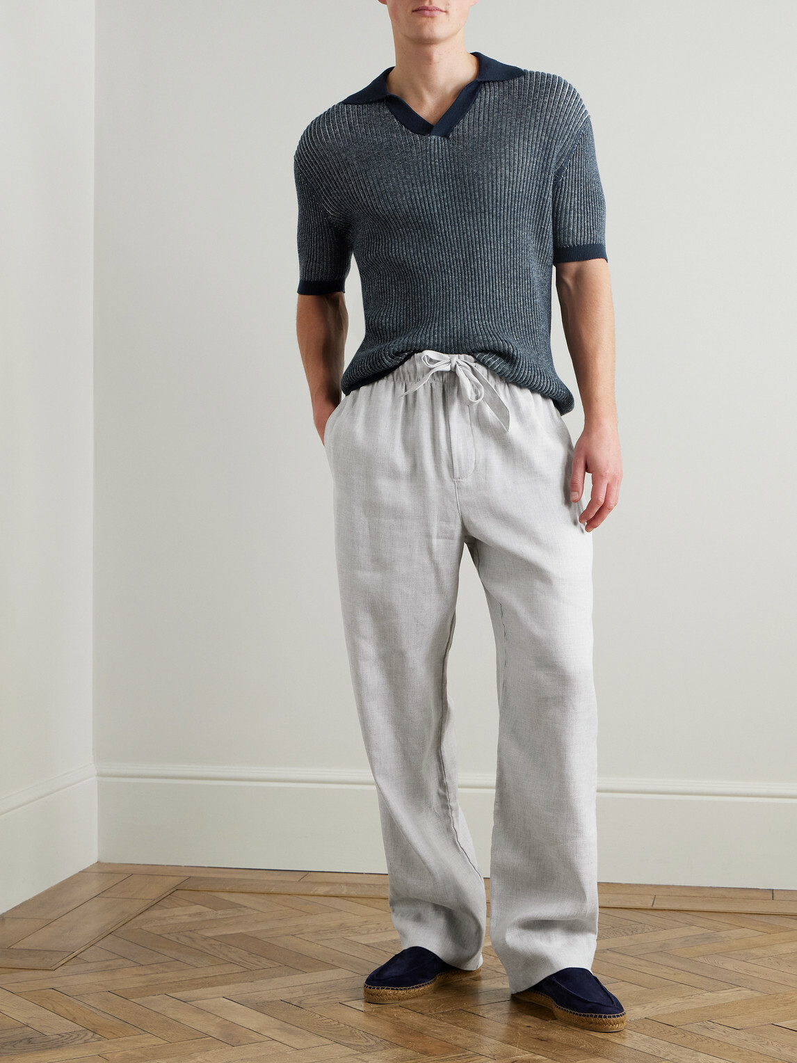 Frescobol Carioca - Rino Ribbed-Knit Cotton-Blend Polo Shirt - Blue