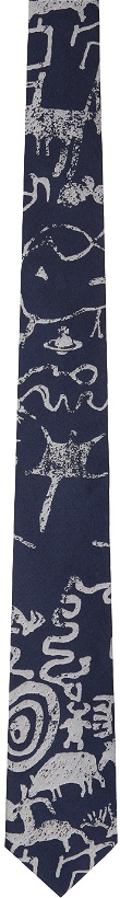 Photo: Vivienne Westwood Navy & Gray 'The Cave' Tie