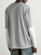 CELINE - Layered Logo-Print Cotton-Jersey T-Shirt - Gray