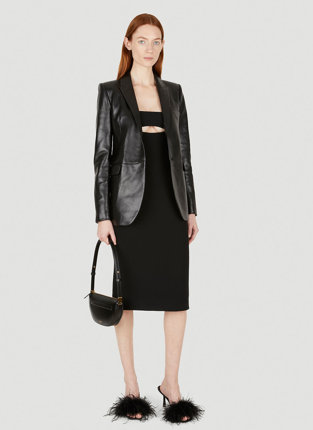 【関税込み】saint laurent Cut-out midi dress Saint Laurent cut-out Midi Dress | Black | FARFETCH