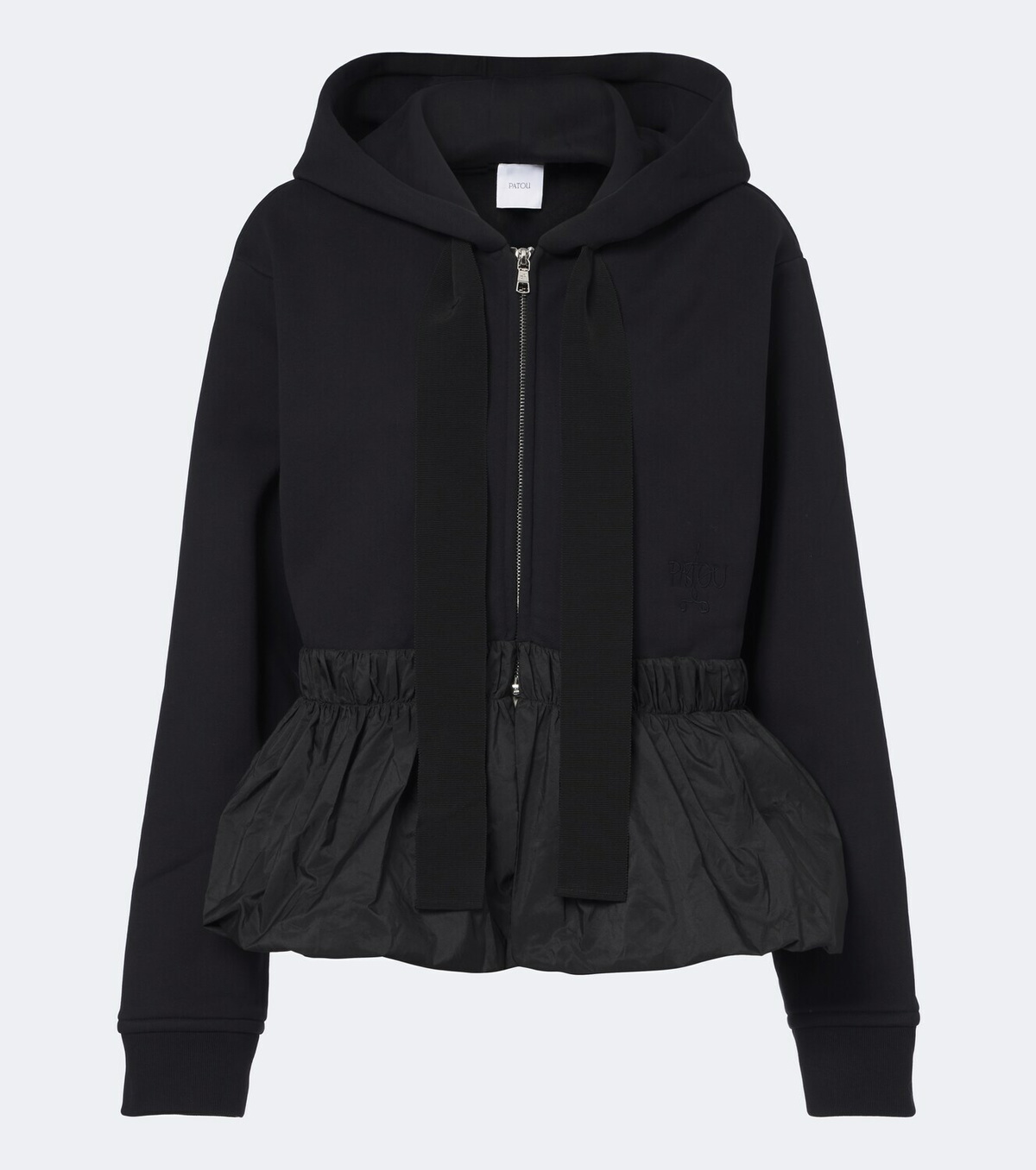 Patou Peplum cotton zip-up hoodie
