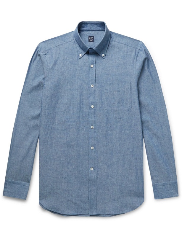 Photo: BEAMS F - Button-Down Collar Cotton-Chambray Shirt - Blue