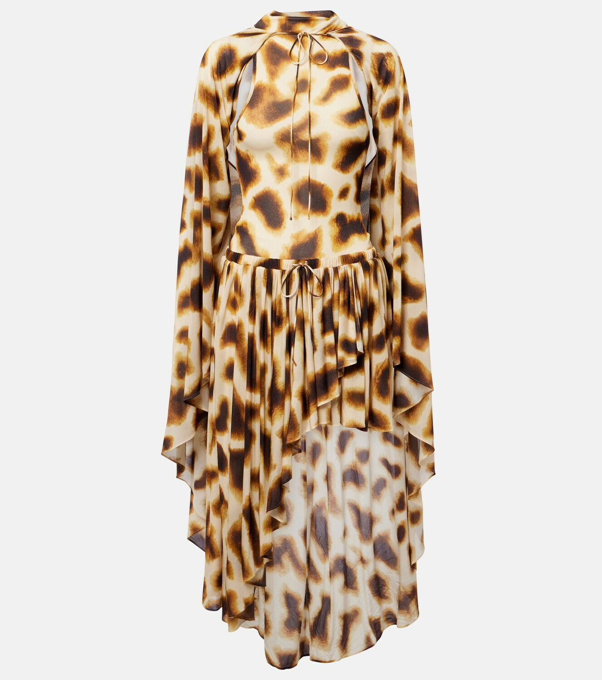 Christopher Esber Gyre printed asymmetric caped minidress