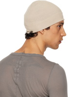 Rick Owens Beige Temple Ribbed Beanie