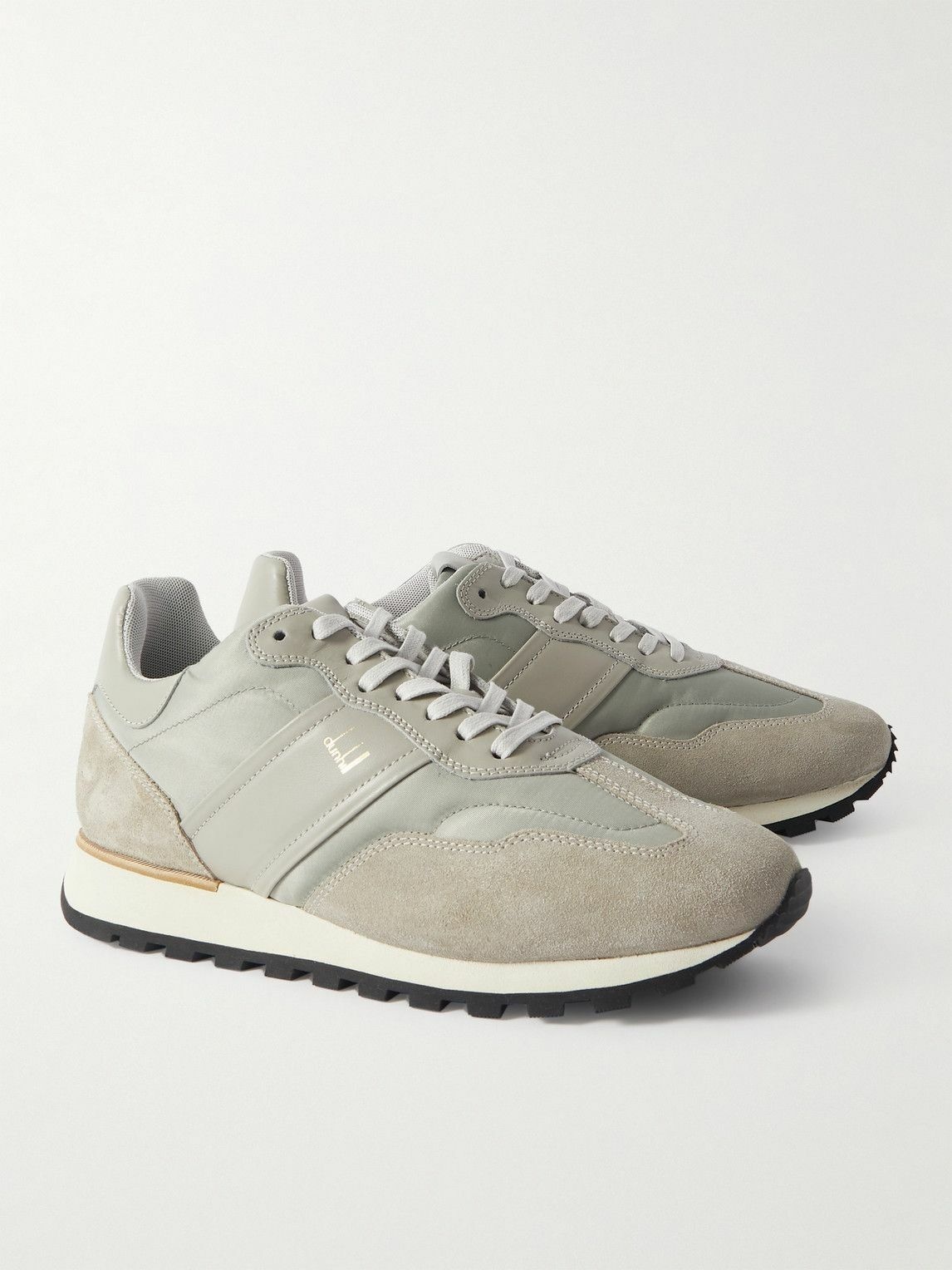 Dunhill - Legacy Runner Suede-Trimmed Leather and Nylon Sneakers - Gray ...
