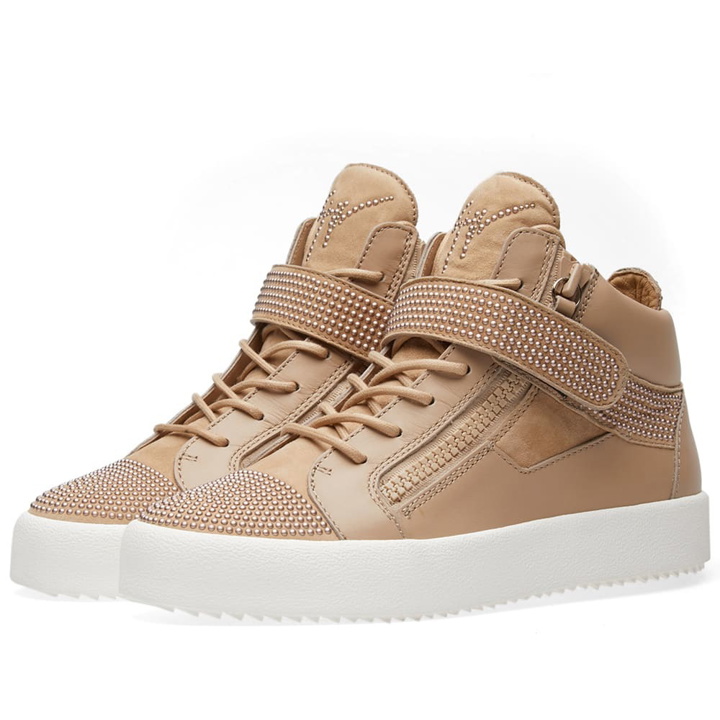 Photo: Giuseppe Zanotti Stud Detail Strap Double Zip Mid Sneaker Brown