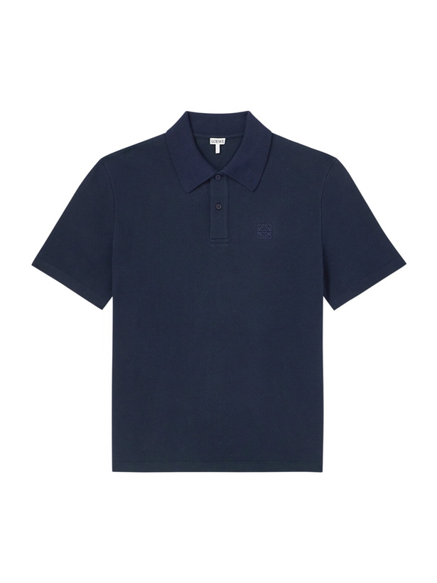 Photo: LOEWE - Slim-Fit Logo-Embroidered Cotton-Piqué Polo Shirt - Blue