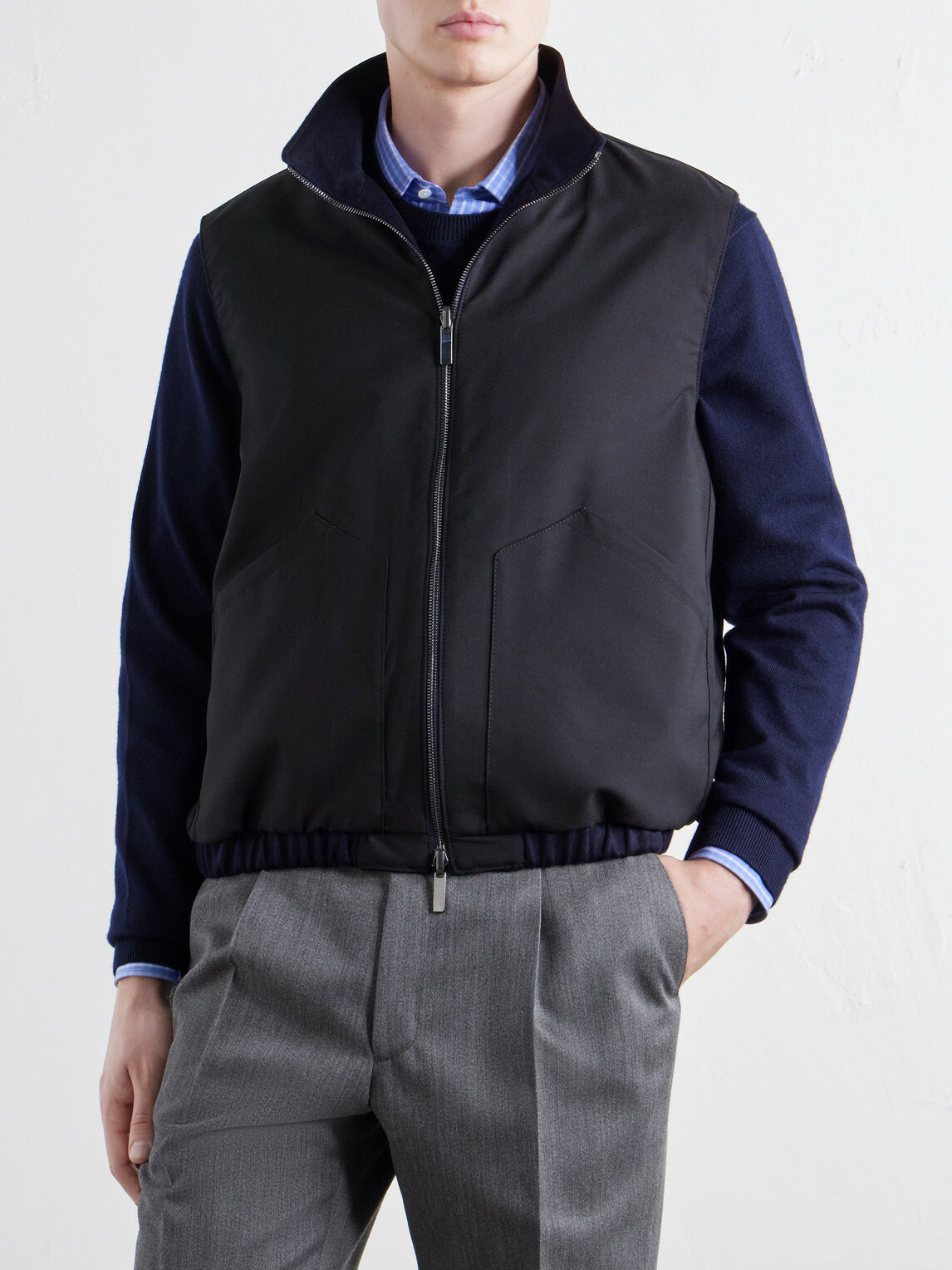 Stòffa - Reversible Brushed-Cashmere Gilet - Blue