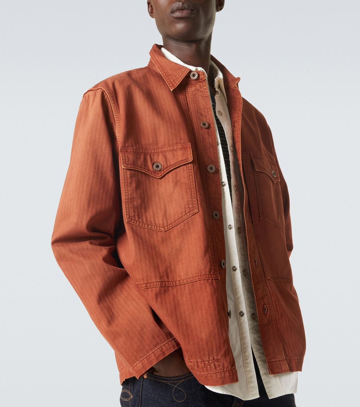 ラルフローレンRRL タグ付けカバーオール US/M デニム/オレンジ RRL Denim overshirt RRL
