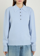 Rohe Compact Wool and Cashmere-blend Polo top Light Blue