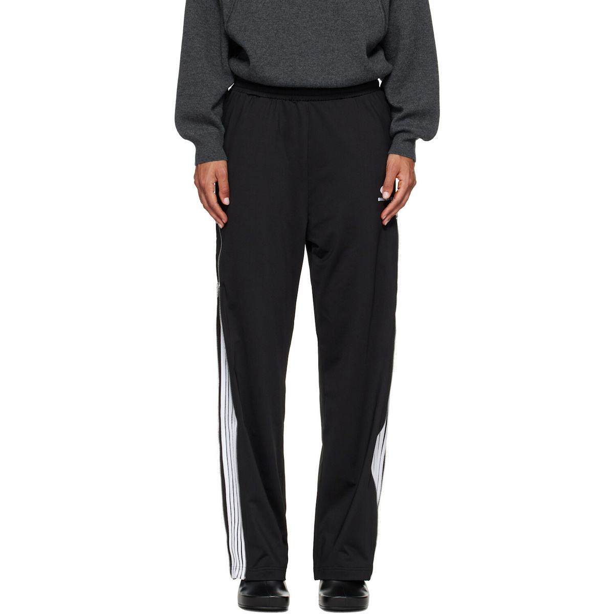 Balenciaga Black Zipped Loop Sports Icon Sporty Track Pants