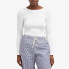 DONNI. Women's Baby Rib Scallop Long Sleeve Top in Powder