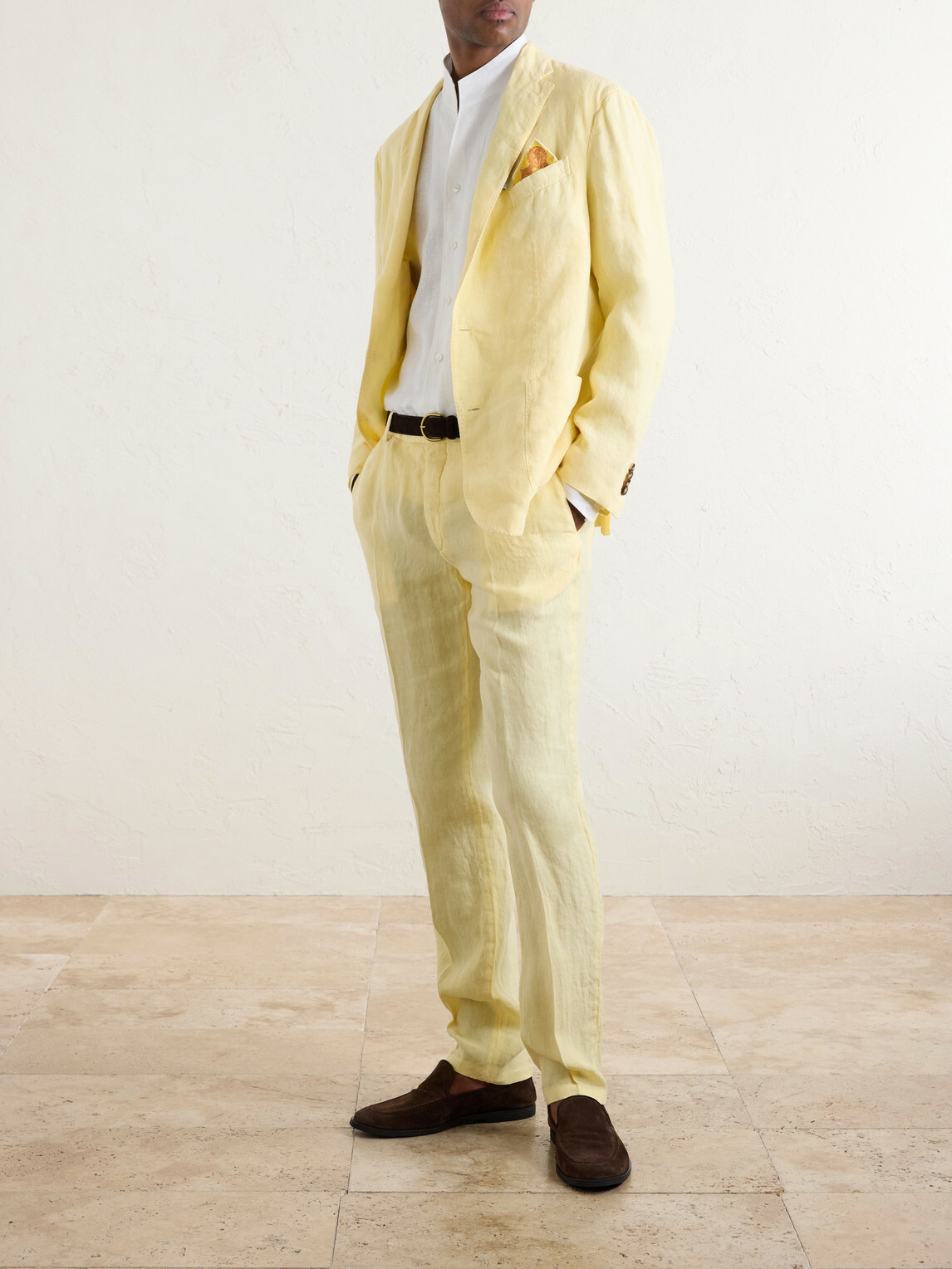 Boglioli - Straight-Leg Linen Suit Trousers - Yellow