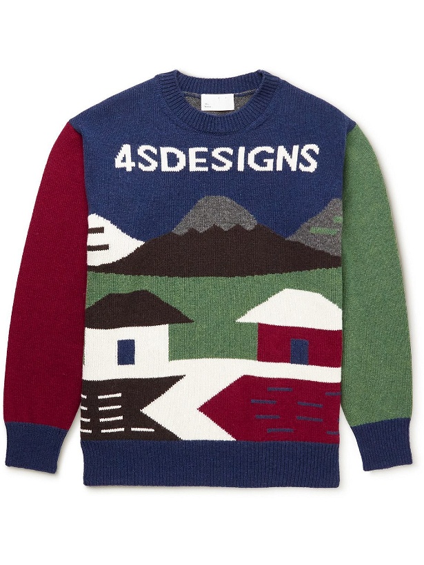 Photo: 4SDesigns - Intarsia Virgin Wool Sweater - Multi