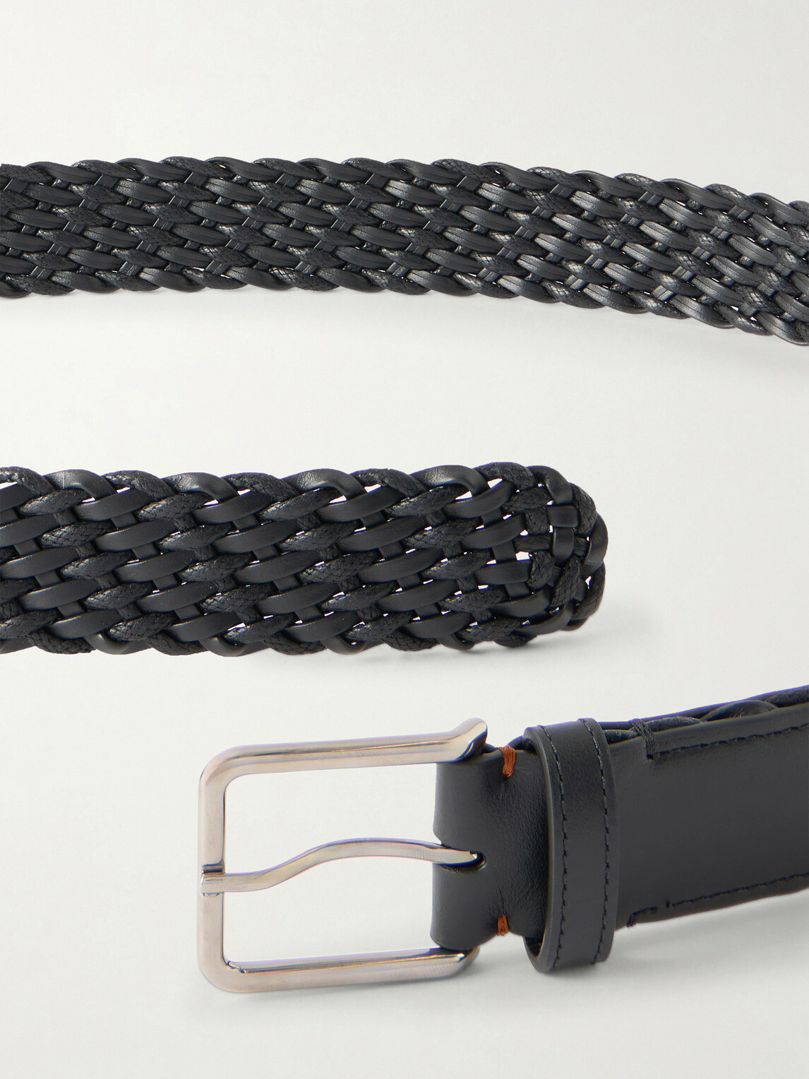 Loro Piana - 3cm Braided Leather and Cord Belt - Black