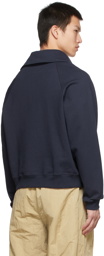 Recto Navy Signature Logo Zip Sweater