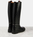 Gucci Horsebit GG embossed leather knee-high boots