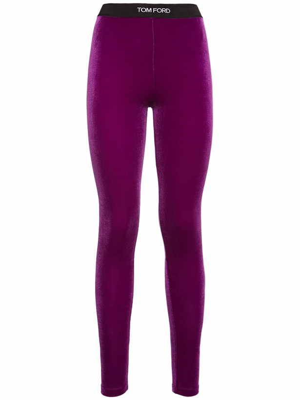 Photo: TOM FORD - Stretch Velvet Logo Leggings