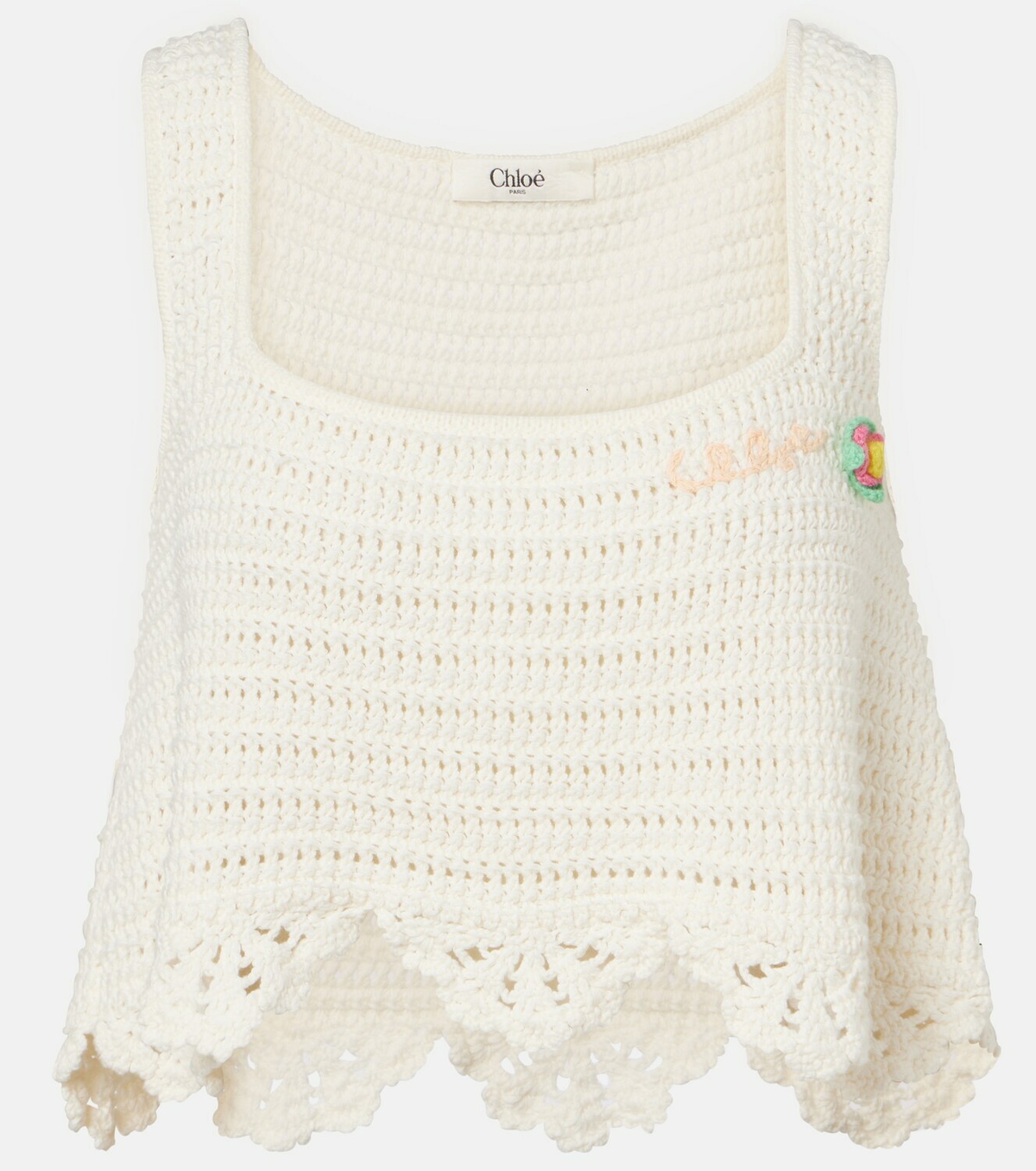 Chloé Crochet scalloped cotton top
