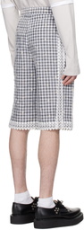 Anna Sui SSENSE Exclusive Black & Gray Daisy Embroidery On Gingham Shorts
