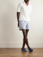 Loro Piana - Arizona Straight-Leg Striped Linen Drawstring Bermuda Shorts - Blue