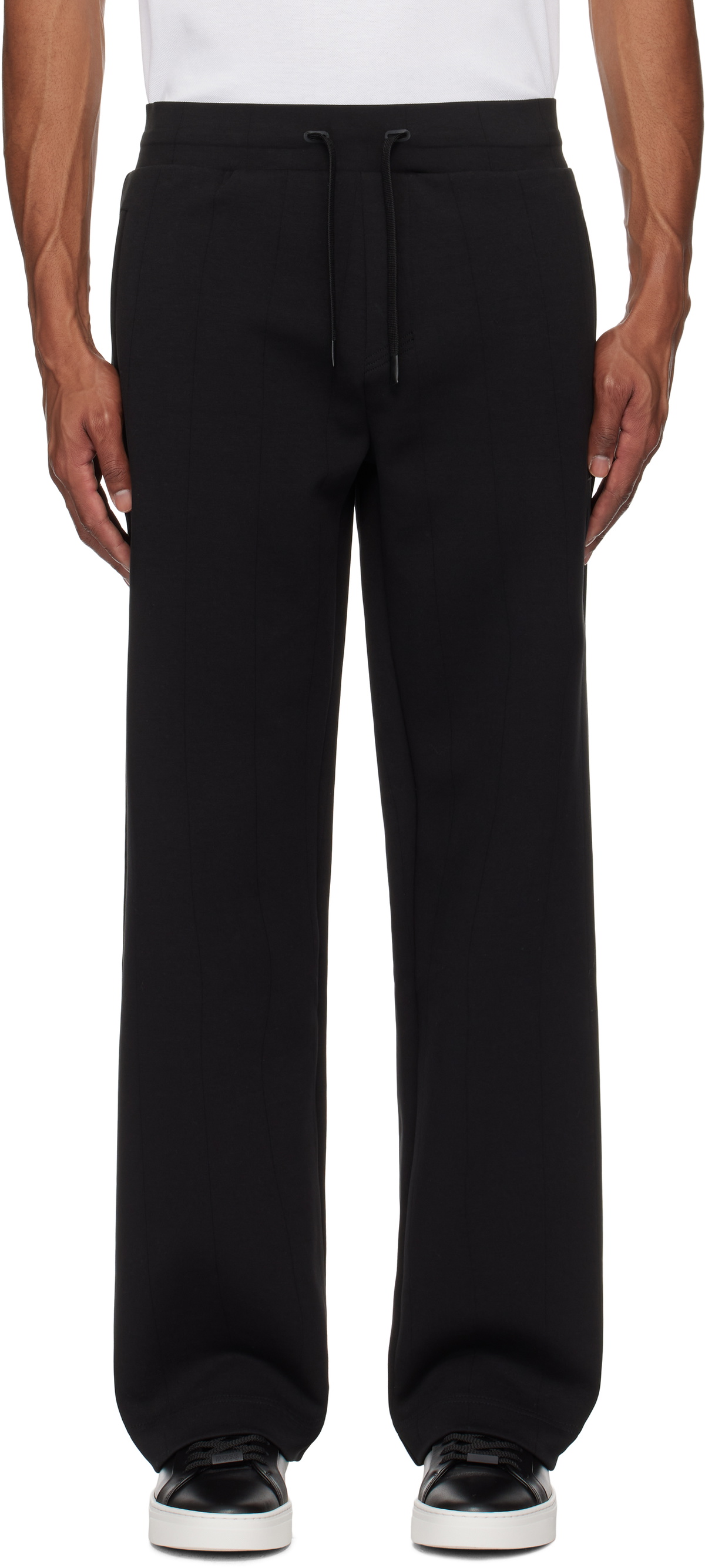 BOSS Black Drop-Needle Cotton Track Pants