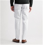 Altea - Tapered Pleated Stretch-Cotton Trousers - White