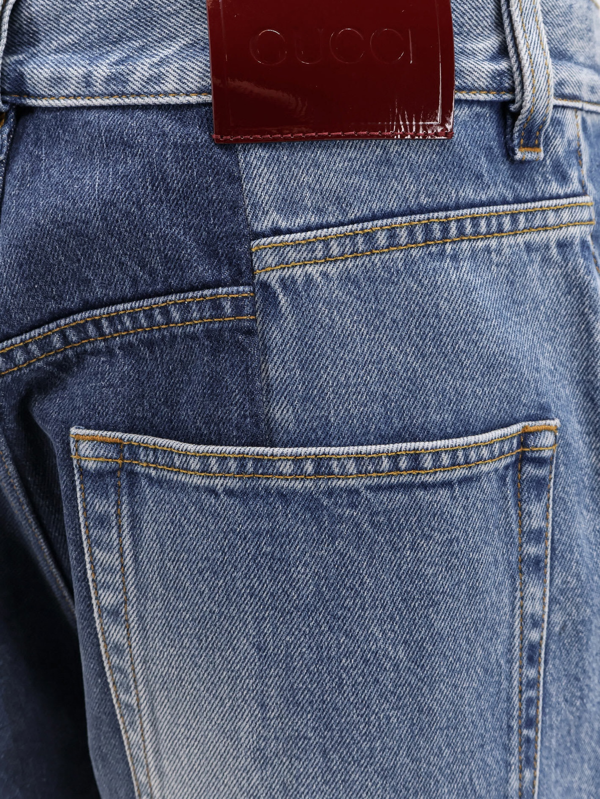 GUCCI Patchwork denim jeans with gucci rosso ancora デニム Patchwork Denim Jeans With Gucci Rosso Ancora Gucci