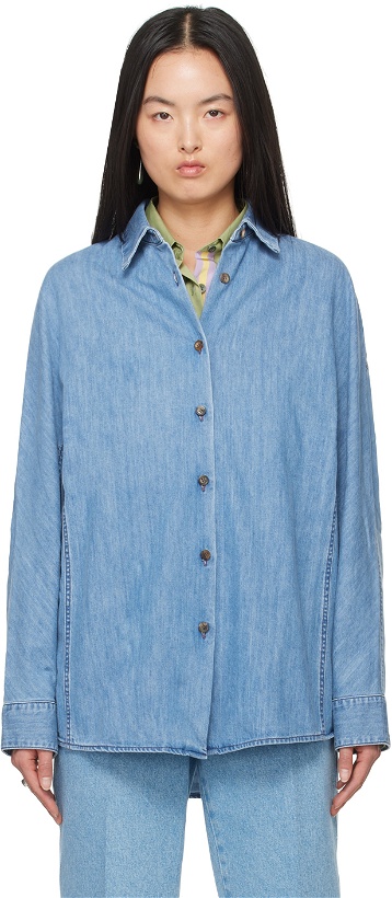 Photo: Dries Van Noten Blue Oversized Denim Shirt