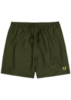 Fred Perry Logo-embroidered Shell Swim Shorts Dark Green