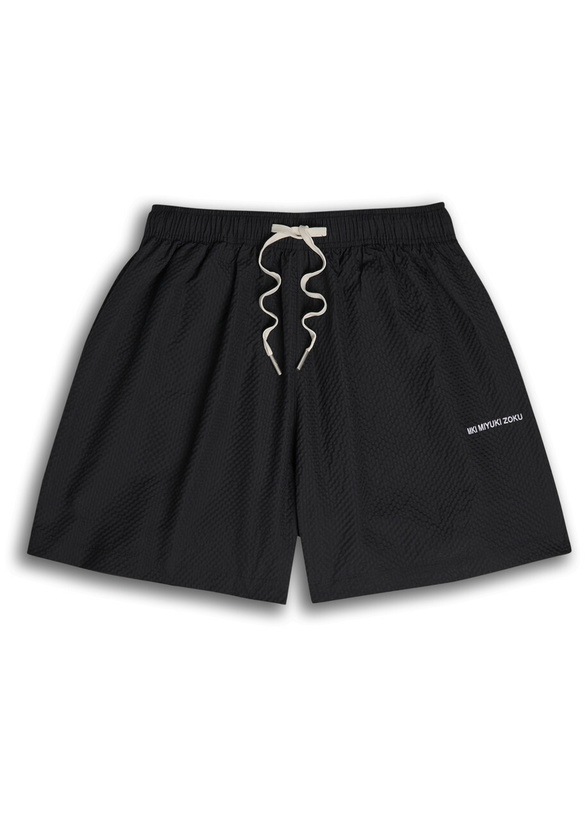 Photo: Mki Miyuki Zoku Logo-embroidered Seersucker Shorts Black