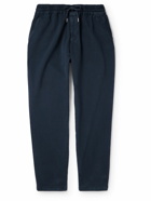 Mr P. - Cavalry Straight-Leg Cotton and Wool-Blend Twill Drawstring Trousers - Blue