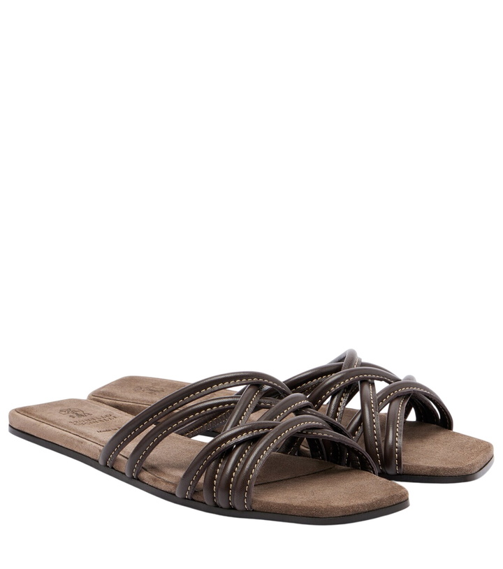 Photo: Brunello Cucinelli Leather slides