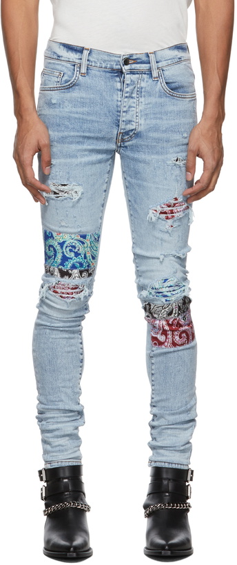 Photo: AMIRI Blue Pajama Art Patch Jeans