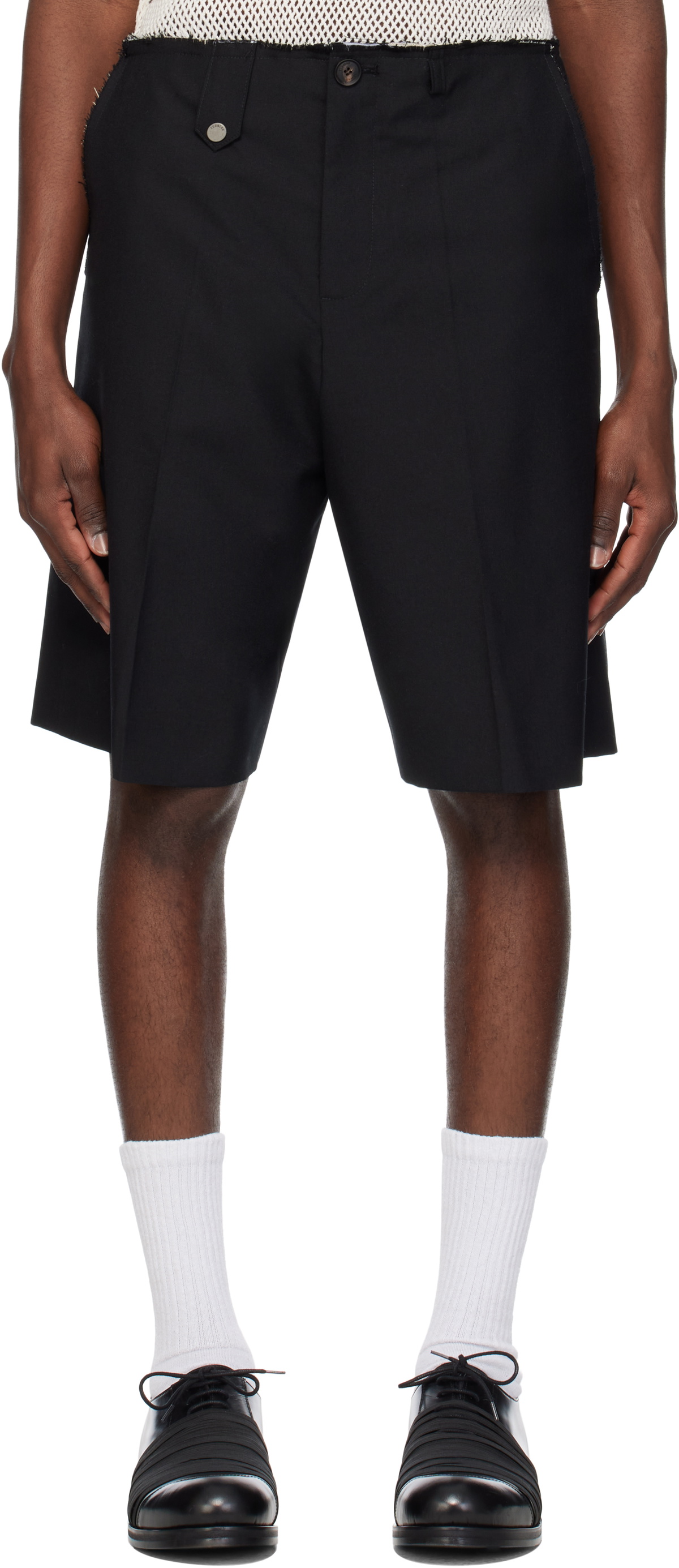 EGONlab Black Raw Edges Tailoring Shorts