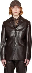 MISBHV Brown Davide Faux-Leather Blazer