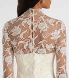 Danielle Frankel Bridal Adena floral lace-trimmed wool and silk gown