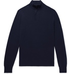 Ermenegildo Zegna - Slim-Fit Nubuck-Trimmed Cashmere Half-Zip Sweater - Men - Midnight blue