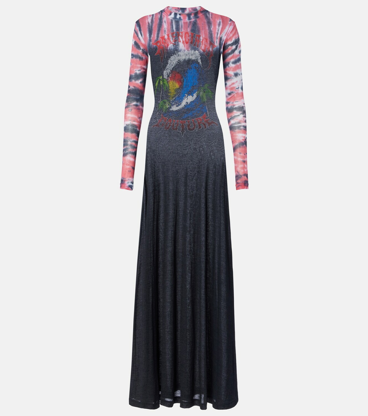 Balenciaga Printed tie-dye cotton-blend jersey maxi dress